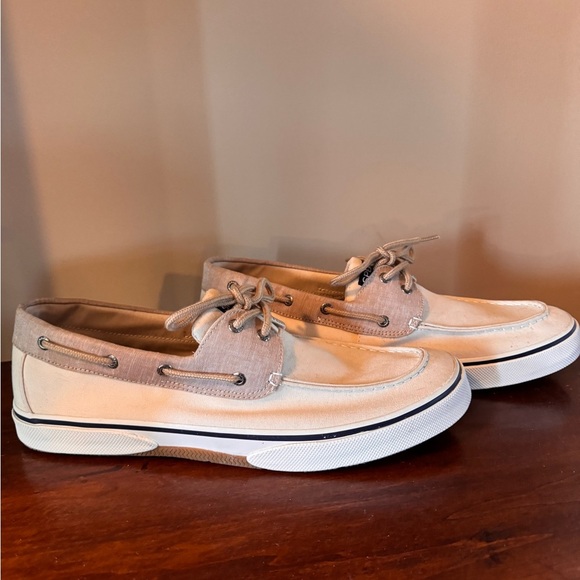 Sperry Men's Tan and Cream Boat Shoes size 14 new without tags - Picture 3 of 9
